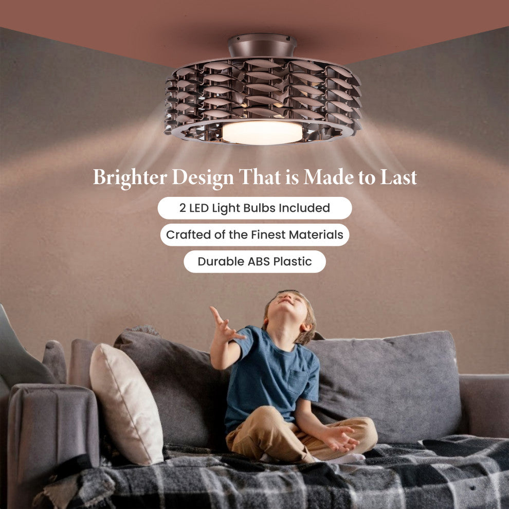 Oceano Bladeless Ceiling Fan, 6 Speeds with LED Light - 23 Inch, Bronze
