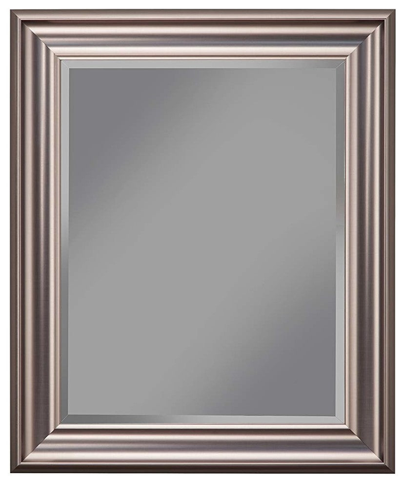 Polystyrene Framed Wall Mirror With Beveled Glass, Silver