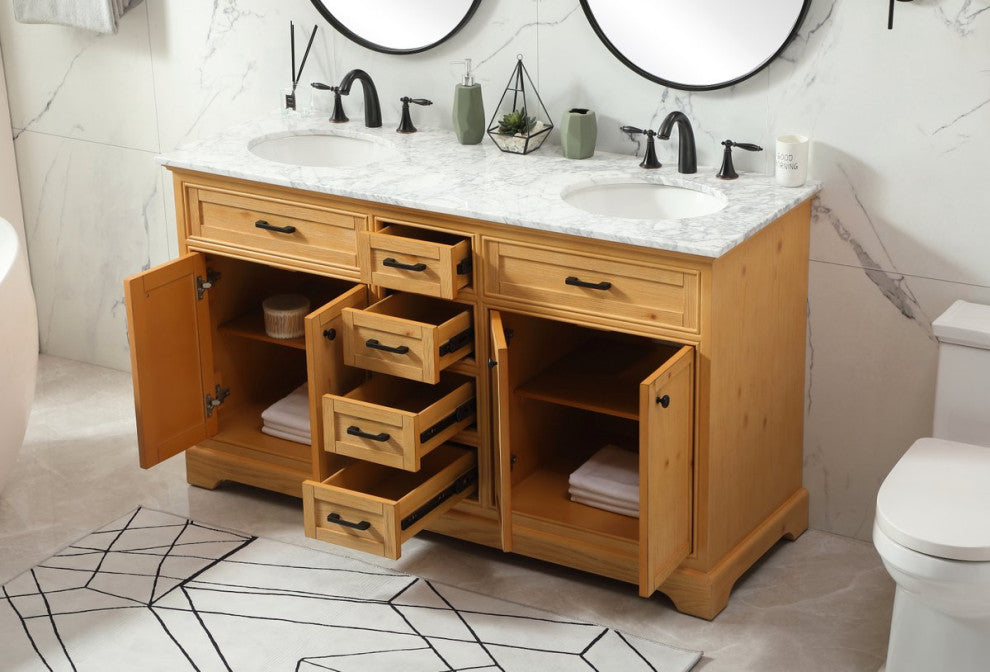 Home Living 21.5" Transitional Natural Wood-Light Bathroom Vanity