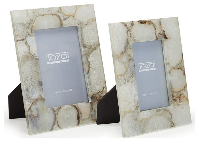 Two's Company Natural Agate Photo Frames, Gift Box, Set of 2