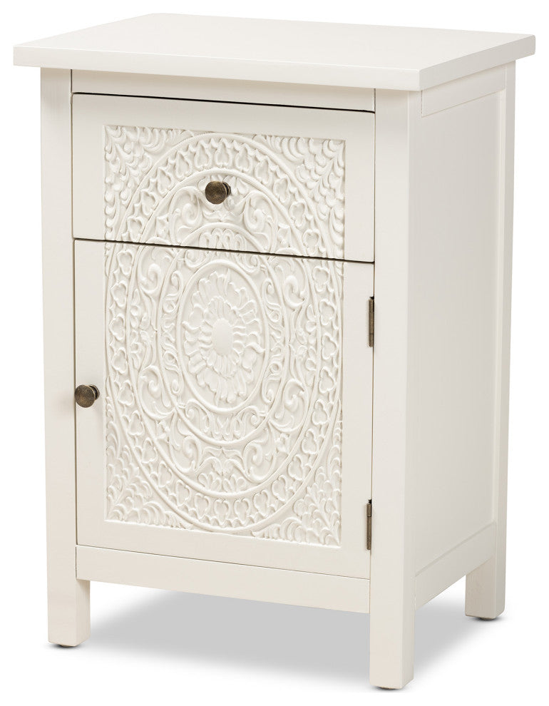 Lambert Classic and Traditional White Finished Wood 1-Drawer Nightstand