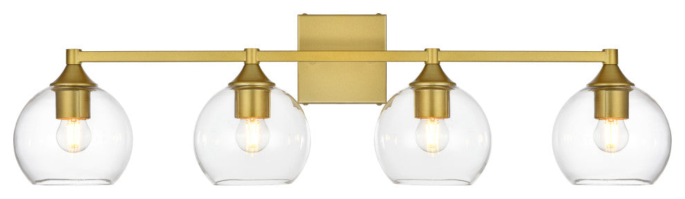 4 Light Brass And Clear Bath Sconce