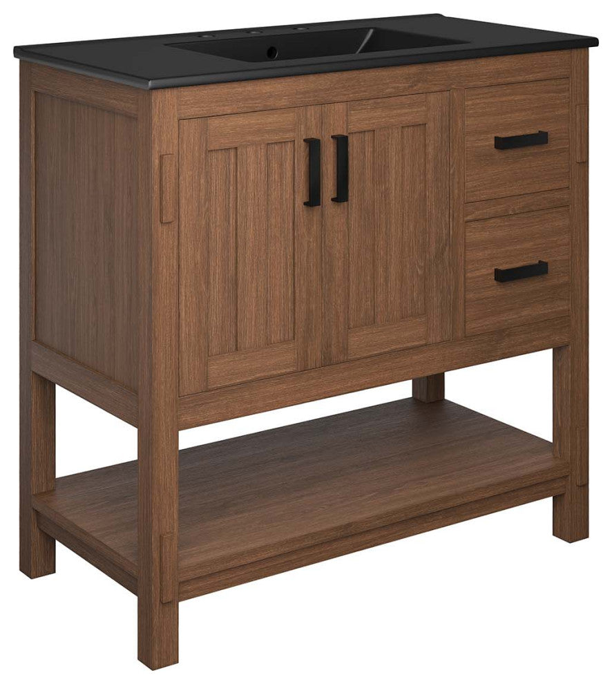 Ashlyn 36" Wood Bathroom Vanity - Walnut Black