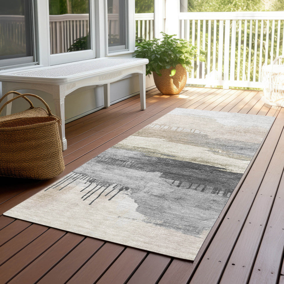 Machine Washable Indoor/Outdoor Chantille ACN1880 Ivory 2'3" x 7'6" Runner Rug