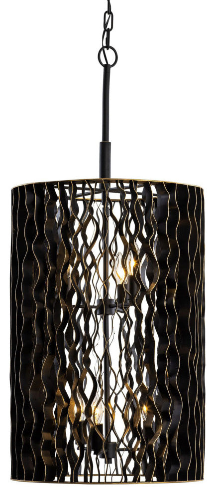 Estela 6-Lt Foyer - Matte Black/French Gold