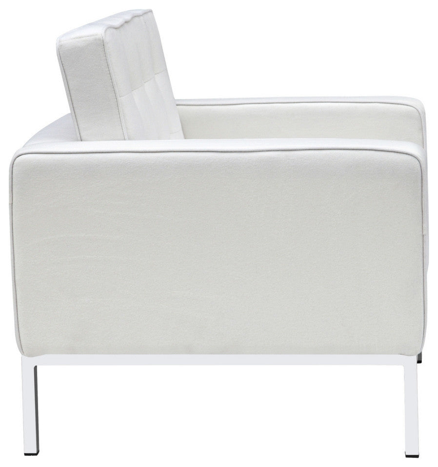 Modern Classics Button Arm Chair in Wool, White