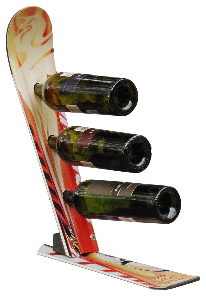 Snow Ski Wine Rack, 3 Bottle, 3 Color Combo