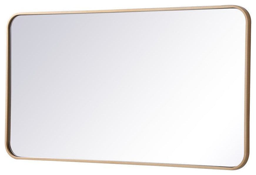 Ellis Soft Corner Metal Rectangular Mirror, Brass, 22"x40"