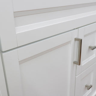 31" Single Sink Vanity, White Finish With Gray Granite With Round Sink