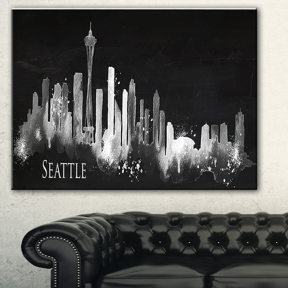 "Seattle Dark Silhouette" Canvas Print