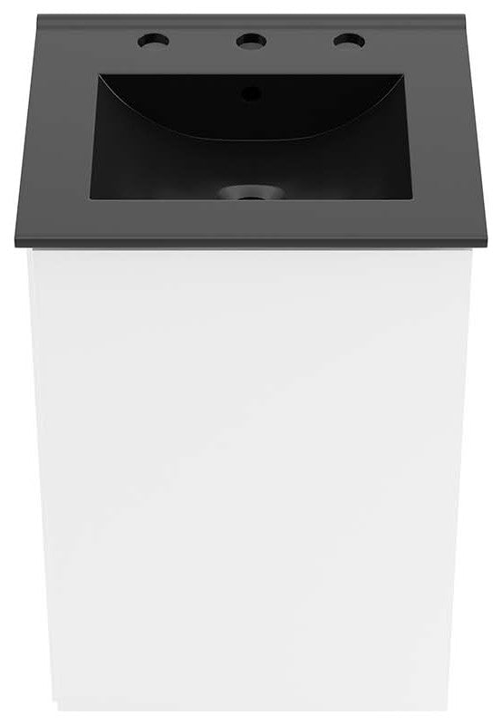 Sink Vanity Cabinet, Wall Mount, Black White, Ceramic, Modern, Hotel Bathroom