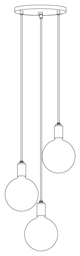 Small Canopy White, Brass Grip With 3 Brass Pendants & 3 Sphere IV