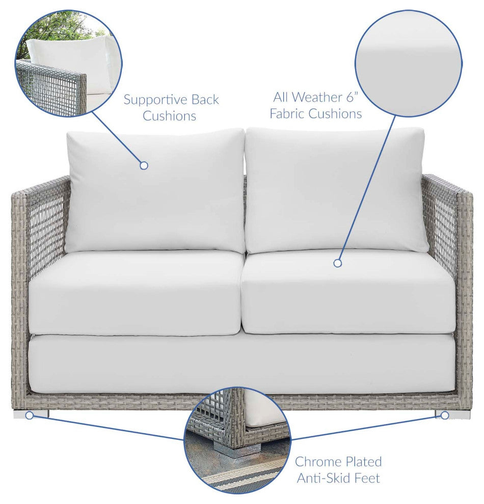 Maui 4 Piece Outdoor Patio Wicker Rattan Set, White