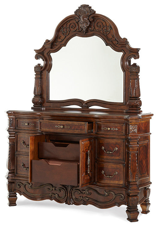 Windsor Court Dresser and Mirrors, Vintage-Style Fruitwood, 2-Piece Set