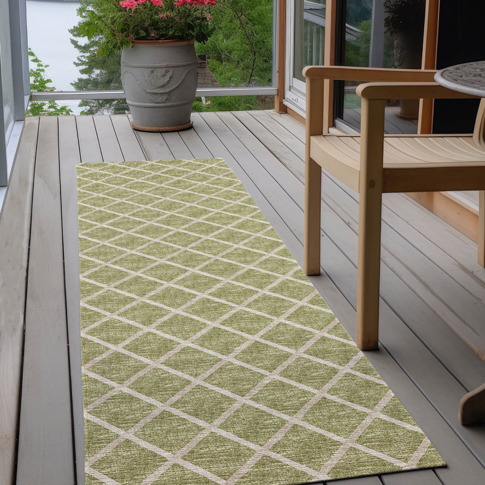 Indoor/Outdoor York YO1 Aloe Machine Washable 2'3" x 10' Rug