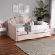 Rankin Queen Size Daybed With Trundle, Light Pink Velvet
