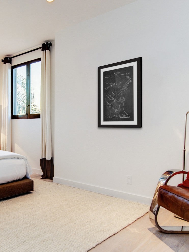 "Microscope 1886 Chalk" Framed Painting Print