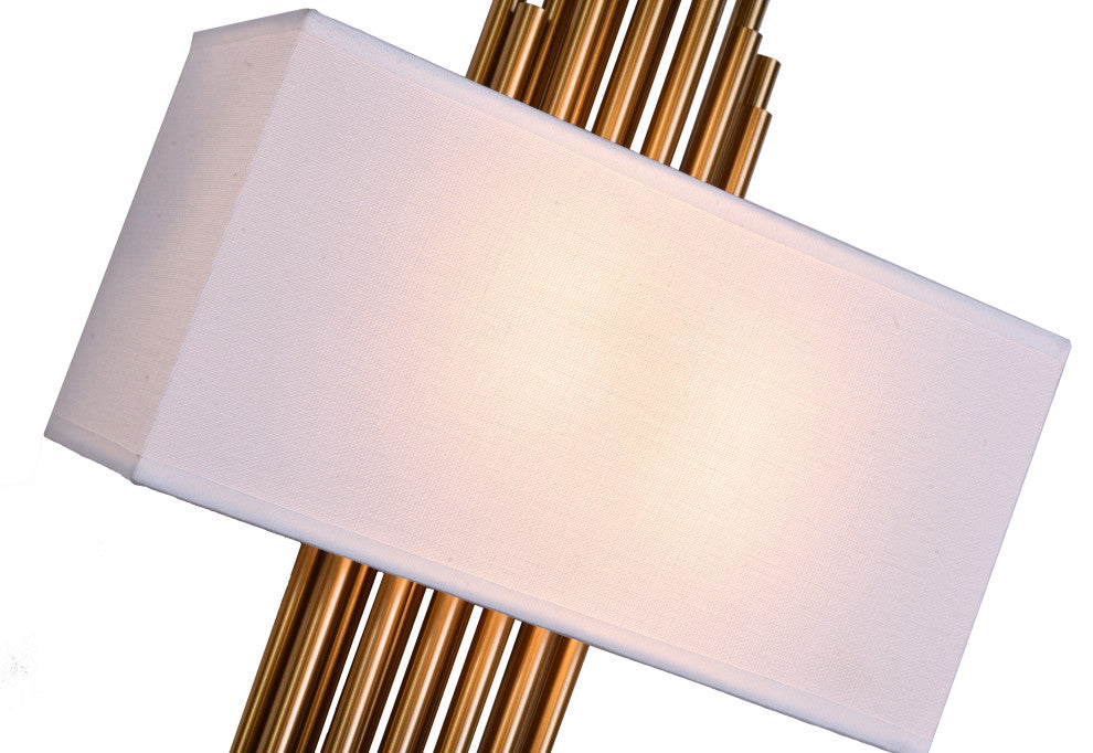 Gold Metal Wall Sconce With White Box Shade