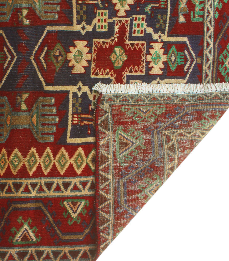Fine Vintage Distressed Angy Navy/Red Runner, 3'2x5'8