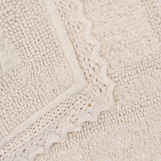 Opulent Reversible Bath Rug Set, Mat Non Slip, 21"x54" Runner, Ivory