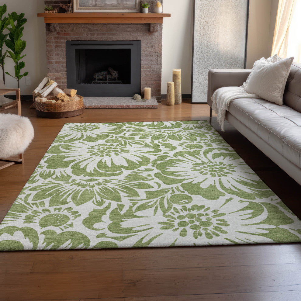 Premium Machine Washable Mayfield AMF551 Aloe 3' x 5' Rug