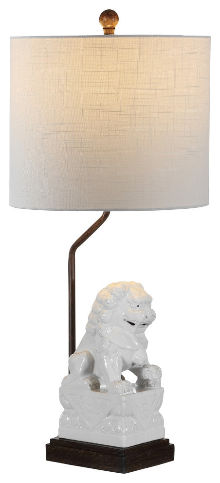 Guardian Lion 27.5" Ceramic Classic LED Table Lamp, White
