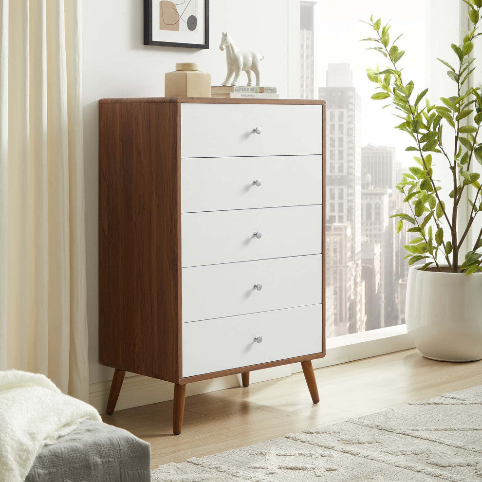 Transmit 5-Drawer Chest, Walnut White