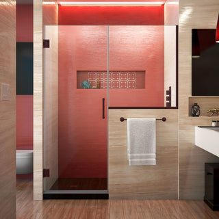 Unidoor 47-47.5" Frameless Hinged Shower Door, 36"Half Panel, Oil Rubbed Bronze