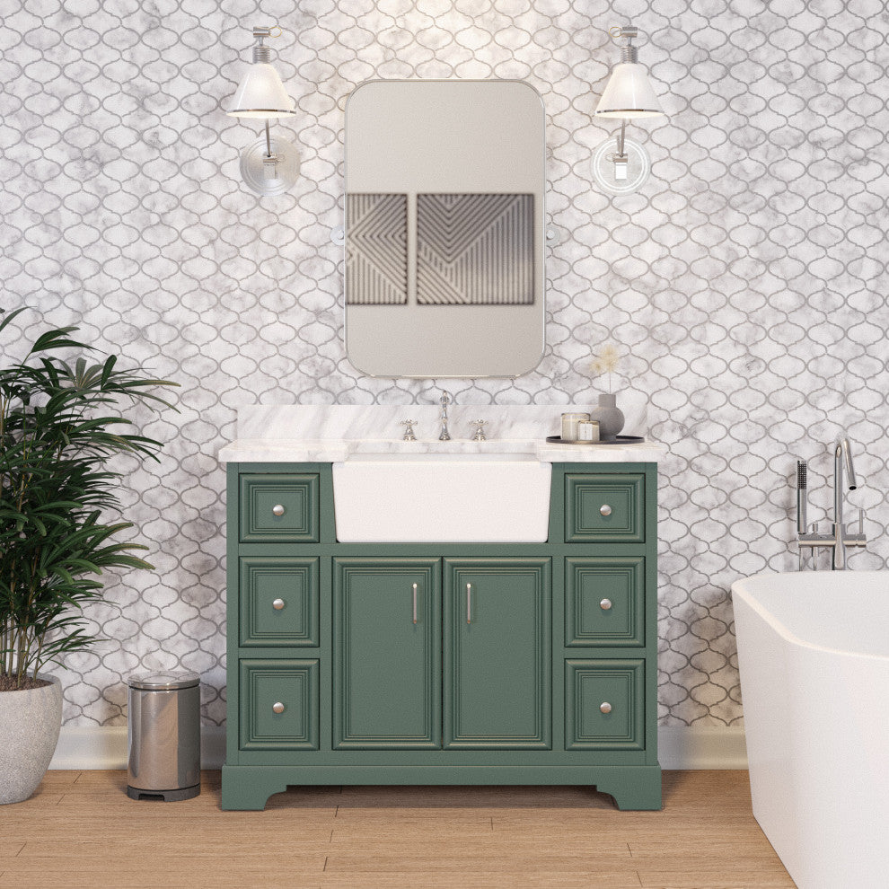 Zelda 42" Bathroom Vanity, Sage Green, Carrara Marble