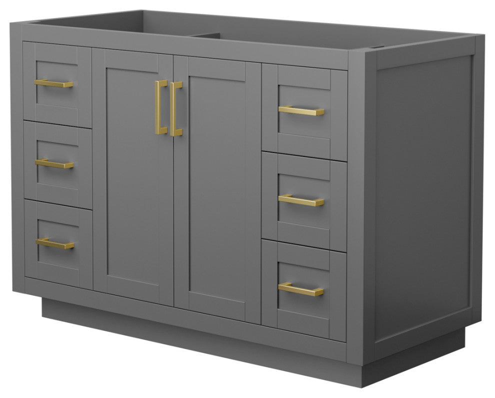 48" Single Bathroom Vanity, Dark Gray, No Countertop, No Sink, Gold Trim