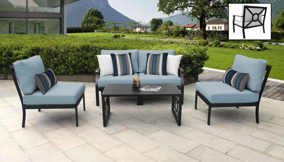kathy ireland Madison Ave. 5 Piece Aluminum Patio Furniture Set 05d, Tranquil