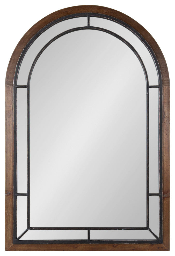 Audubon Framed Arch Mirror, Rustic Brown 24x36