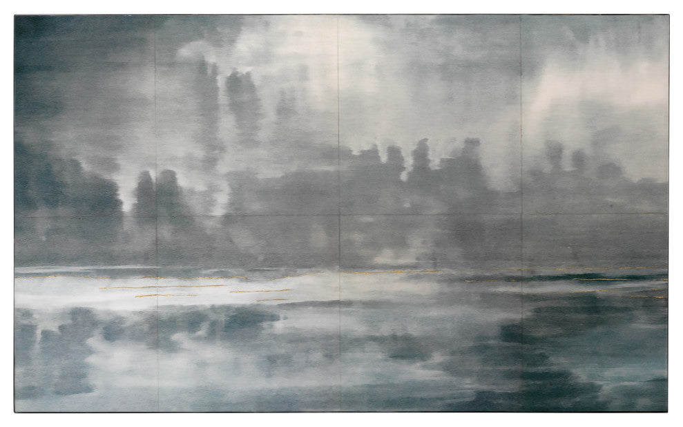 Cloudscape Wall Art, Navy and Slate Lacquer