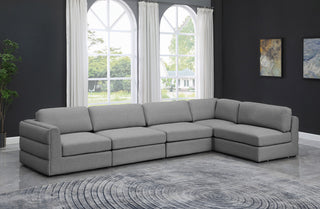 Beckham Linen Textured Fabric 5-Piece Modular L-Shaped Sectional, Grey