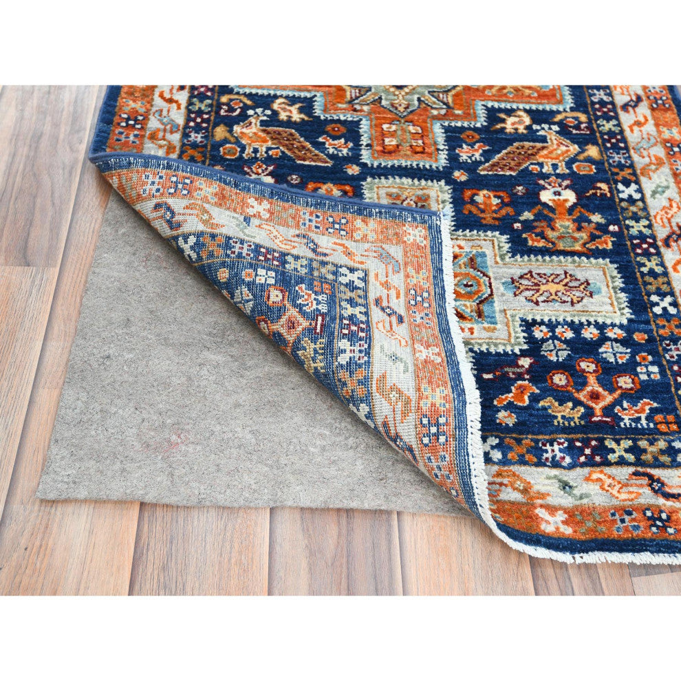 Delft Blue Armenian Inspired Wool Hand Knotted Runner Oriental Rug, 2'1"x5'10"
