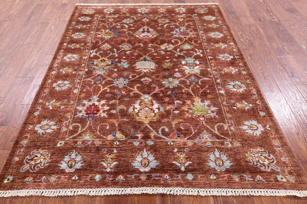 5' 2" X 6' 10" Hand-Knotted Persian Tabriz Wool Rug Q10117