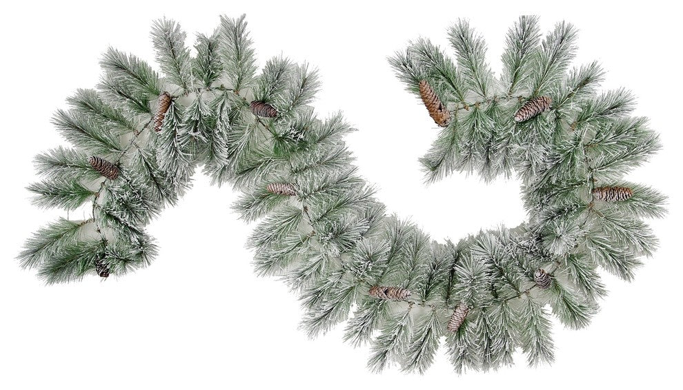 85 Tips Christmas Pine 9 Feet Garland Natural Pine Cone with Frosted Snow Tips