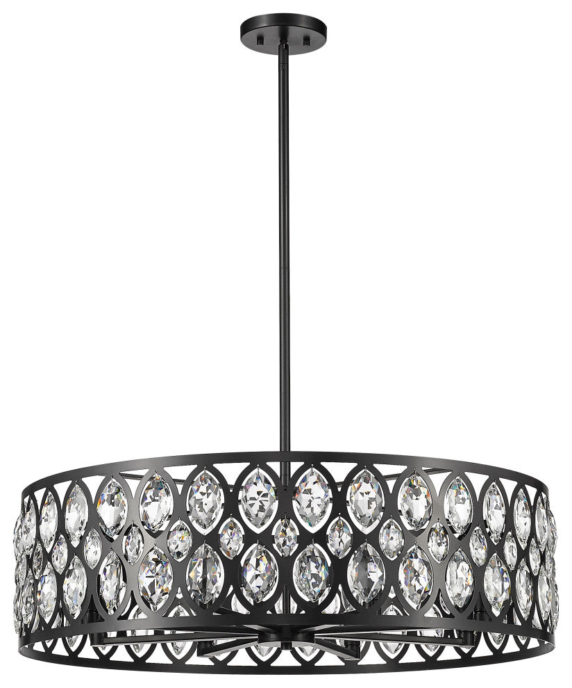 Dealey Eight Light Chandelier, Matte Black
