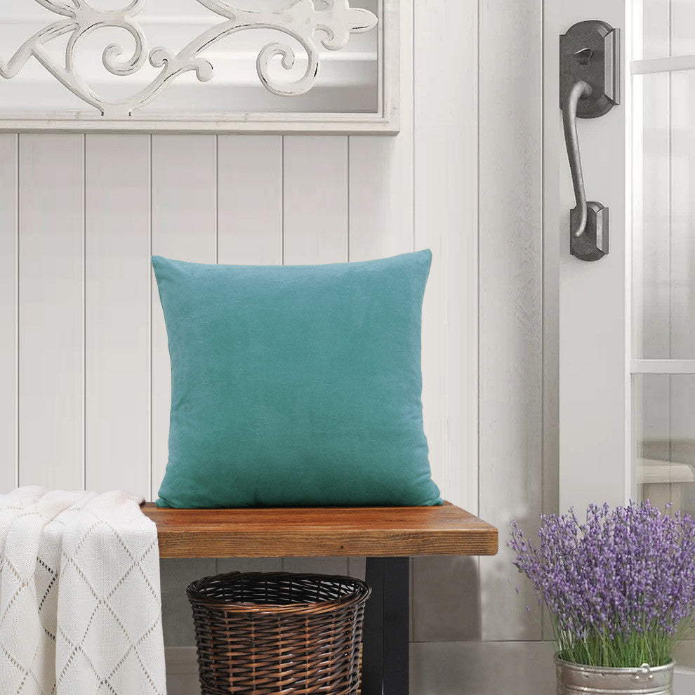 Supersoft Throw Pillow Cover 4 Piece Set, Aqua