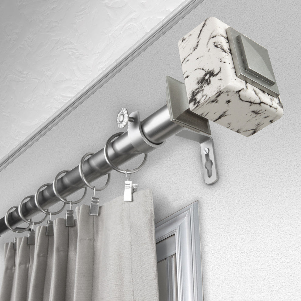 Brielle 1" Diameter Curtain Rod, Satin Nickel, 120-170"