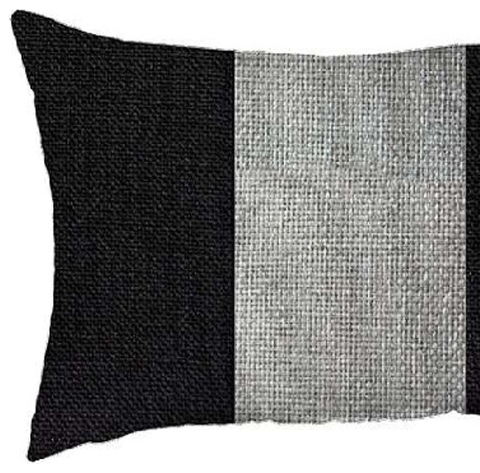 Set of 2 Black and White Lumbar Pillow Covers