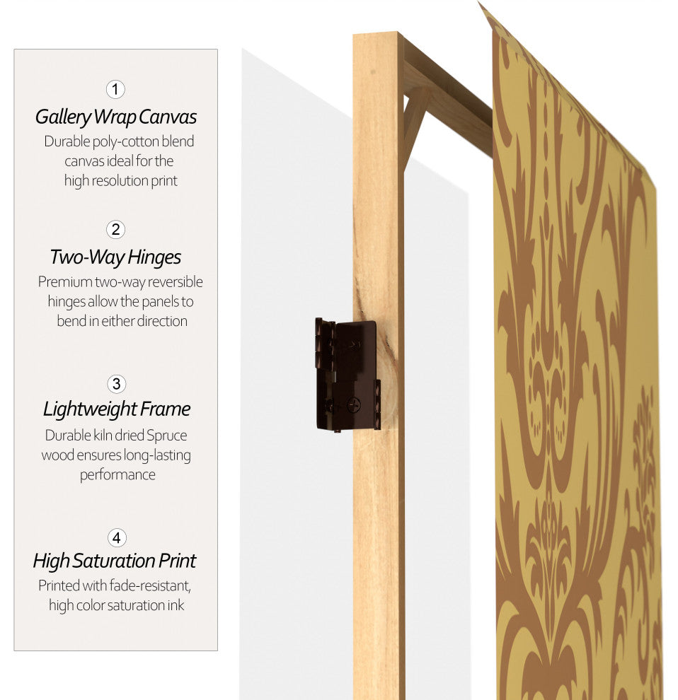 6'' Tall Double Sided Damask Room Divider
