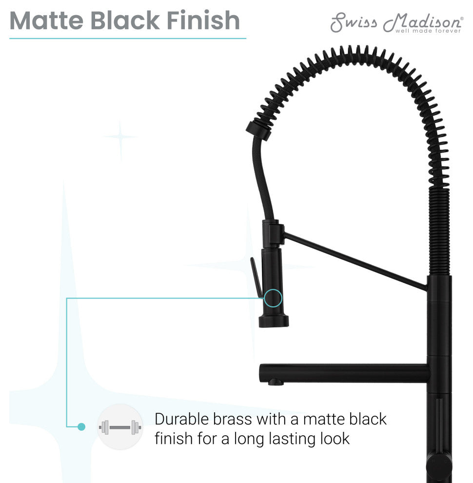 Nouvet Single Handle, Pull-Down Kitchen Faucet With Pot Filler, Matte Black