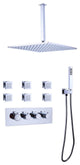 Thermostatic Rain Shower System with Hand Shower & Body Jets-Chrome