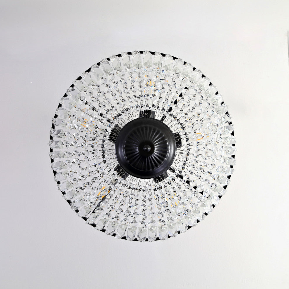 5-Light Crystal Semi Flush Mount, Black