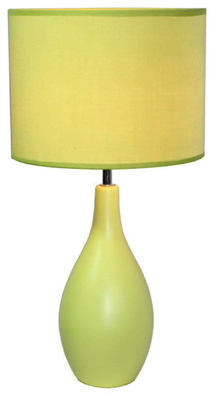 Simple Designs Oval Bowling Pin Base Ceramic Table Lamp, Green