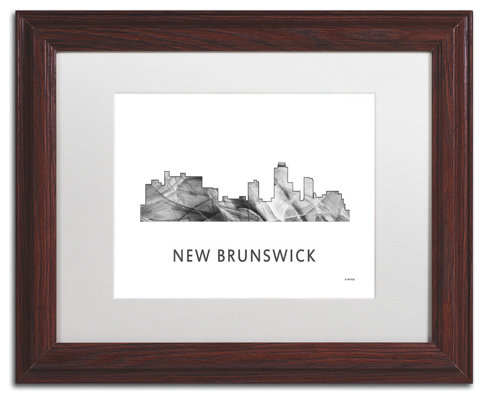 Marlene Watson 'New Brunswick Nj Skyline' Matted Art, Wood Frame, White, 14x11