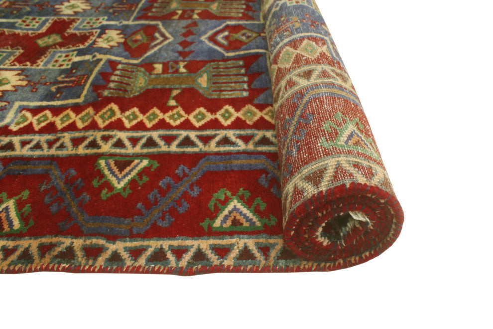 Fine Vintage Distressed Angy Navy/Red Runner, 3'2x5'8