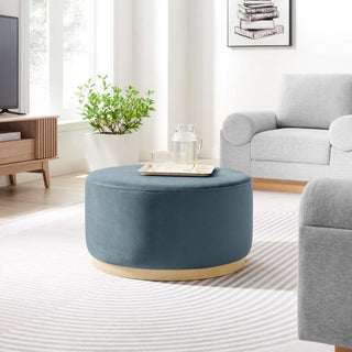 Tilden Large 29 Round Performance Velvet Upholstered Ottoman