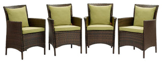 Conduit Outdoor Patio Wicker Rattan Dining Armchair Set of 4 EEI-4031-BRN-PER